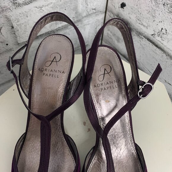 Adrianna Papell Purple Velvet Pointy Toe T-Strap Evening Pumps - Picture 7 of 10